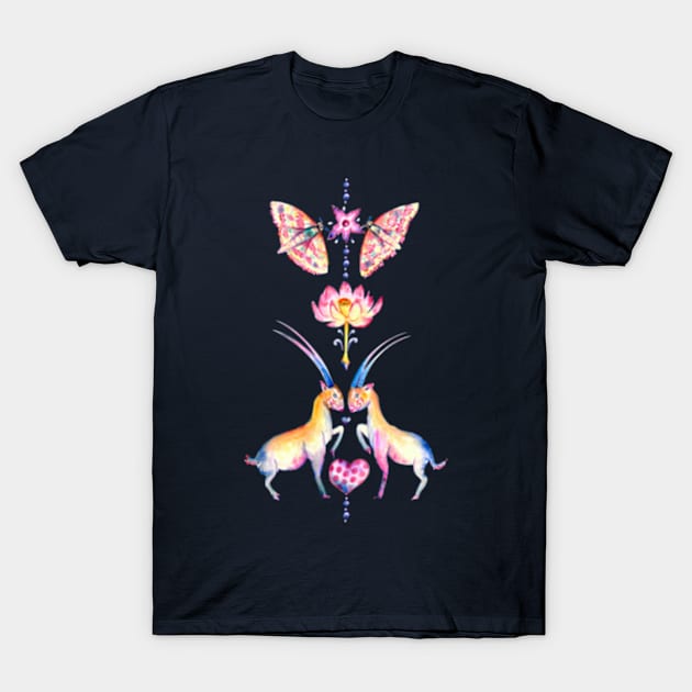 Saola with Lotus and hearts T-Shirt by ruthparkart